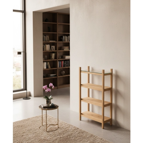 REGAŁ NA KSIĄŻKI  DREWNO LITE DĄB JESION OLCHA RNK-19